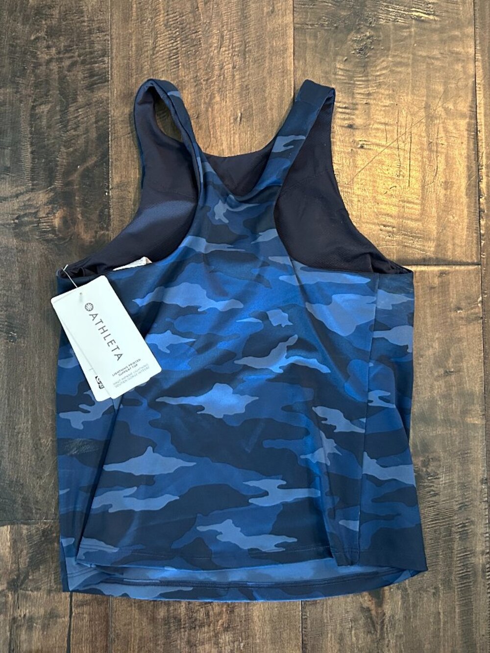 NWT ATHLETA Momentum Camo Tank Top Blue Gray Seamless Size XS